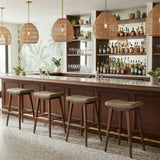 ZUO Divat Barstool (Set of 2) Taupe & Walnut