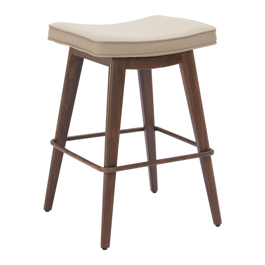 Zuo Divat Counter Stool (Set Of 2) Beige Walnut – DecoratorsBest