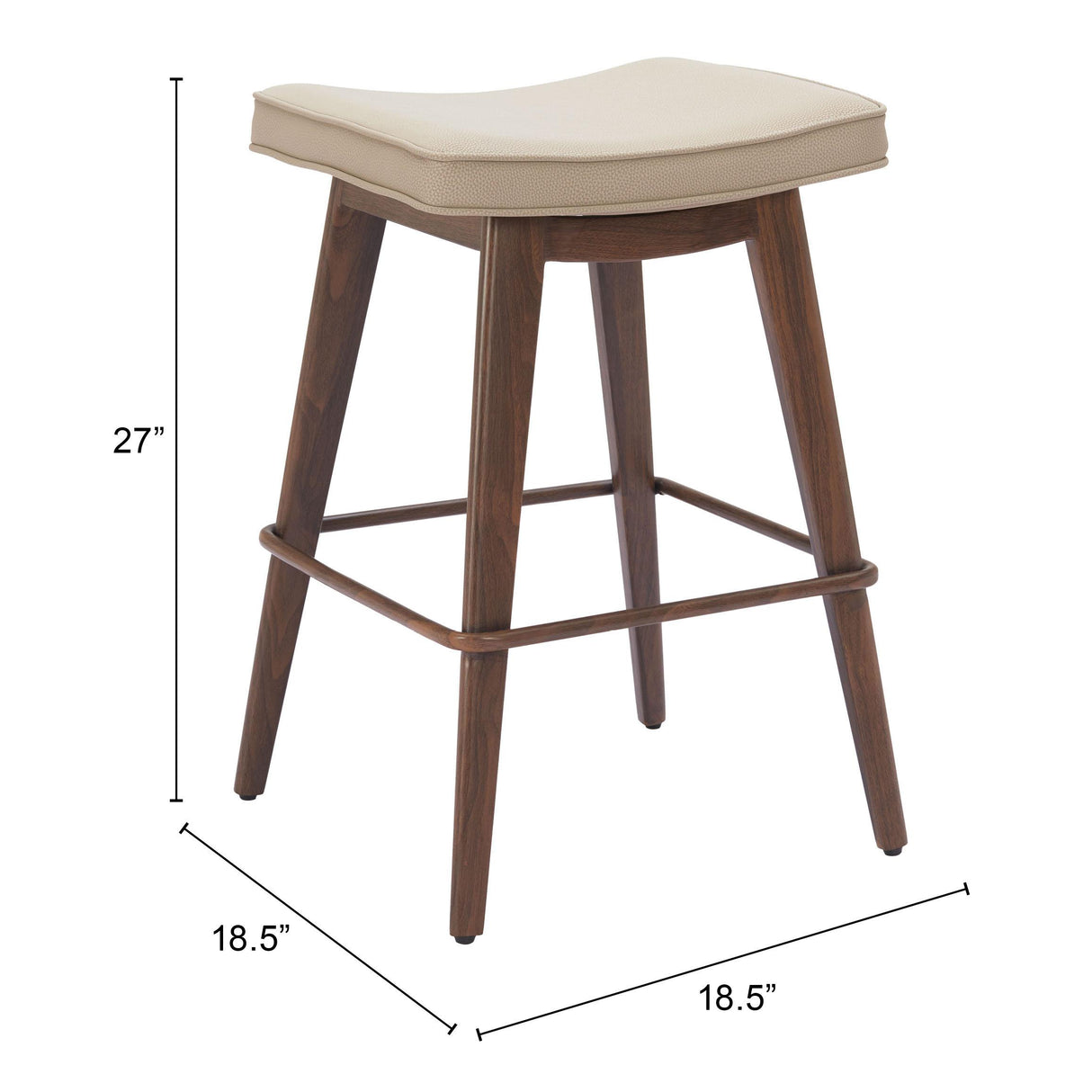 ZUO Divat Counter Stool (Set of 2) Beige & Walnut