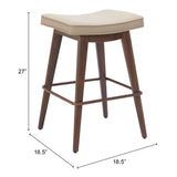 ZUO Divat Counter Stool (Set of 2) Beige & Walnut