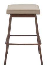 ZUO Divat Counter Stool (Set of 2) Beige & Walnut