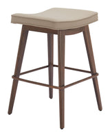 ZUO Divat Counter Stool (Set of 2) Beige & Walnut