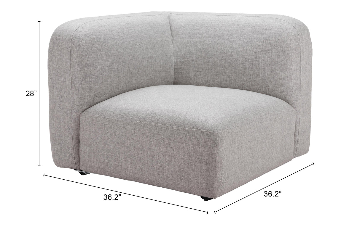 ZUO Biak Corner Chair Gray