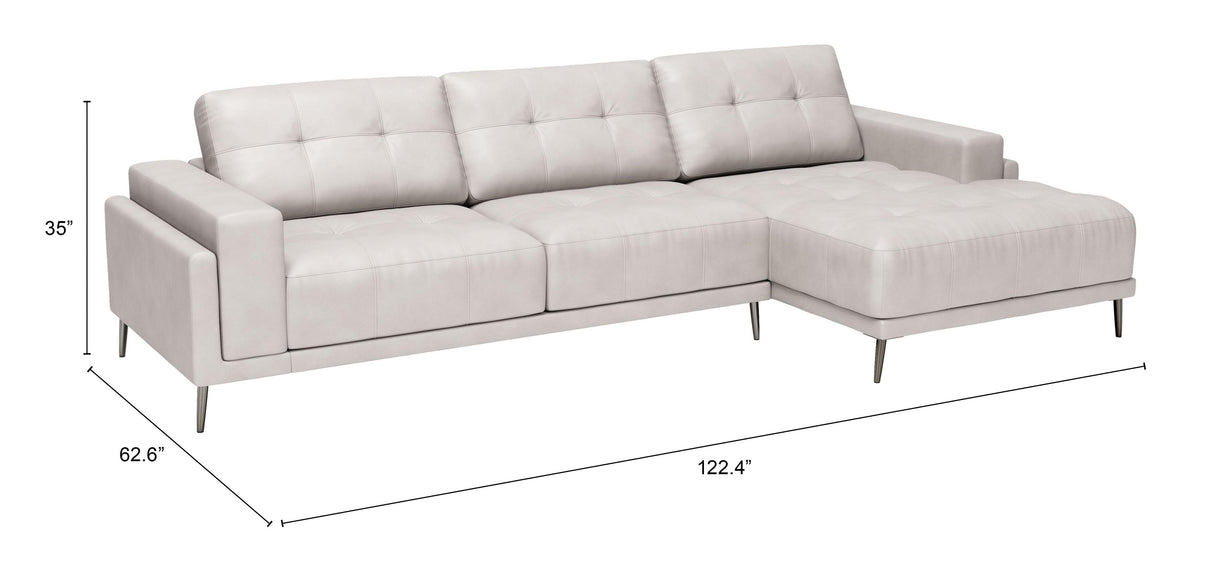 ZUO Bliss RAF Chaise Sectional Beige