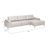 ZUO Bliss RAF Chaise Sectional Beige