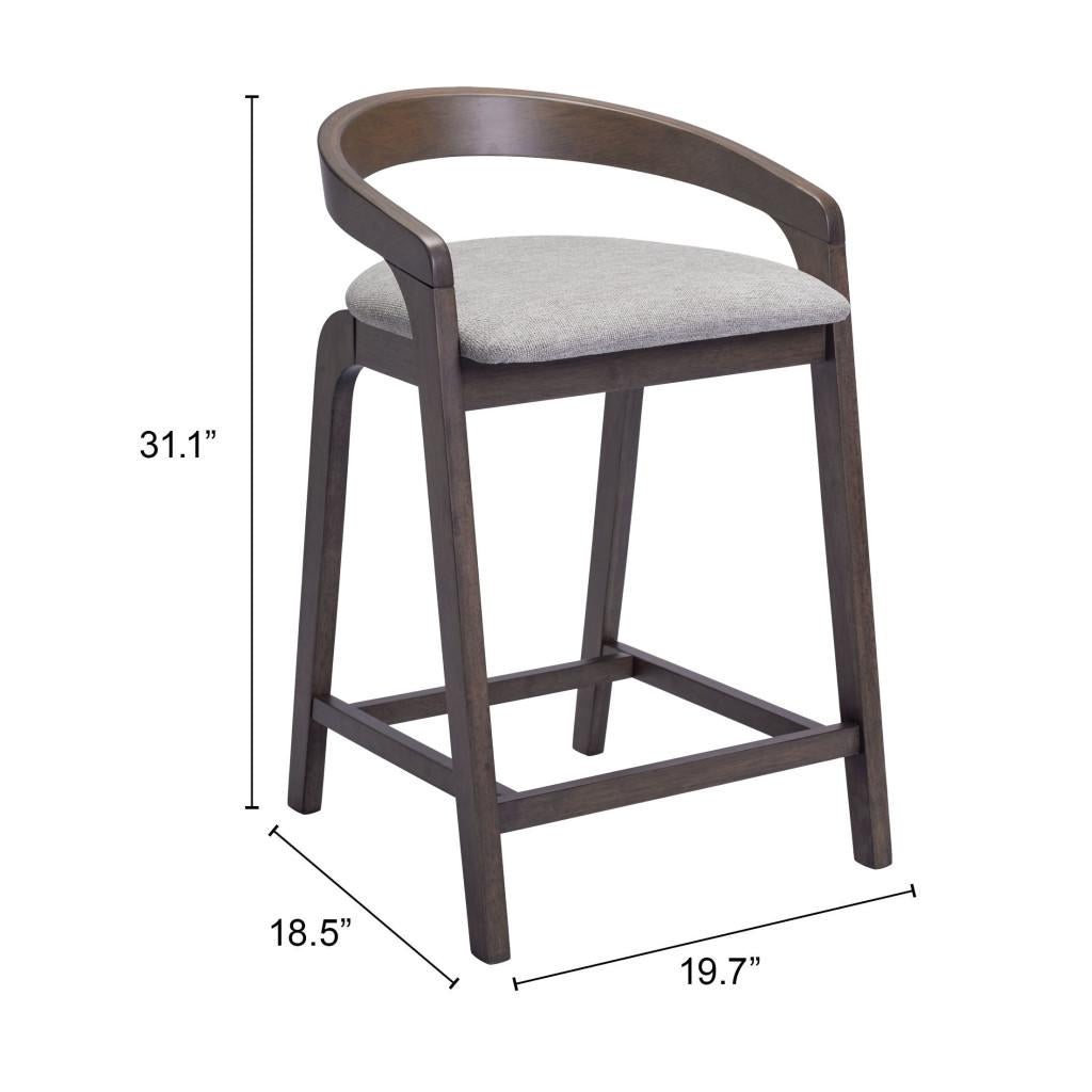 ZUO Troy Counter Stool (Set of 2) Dove Gray & Espresso