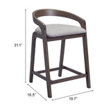 ZUO Troy Counter Stool (Set of 2) Dove Gray & Espresso
