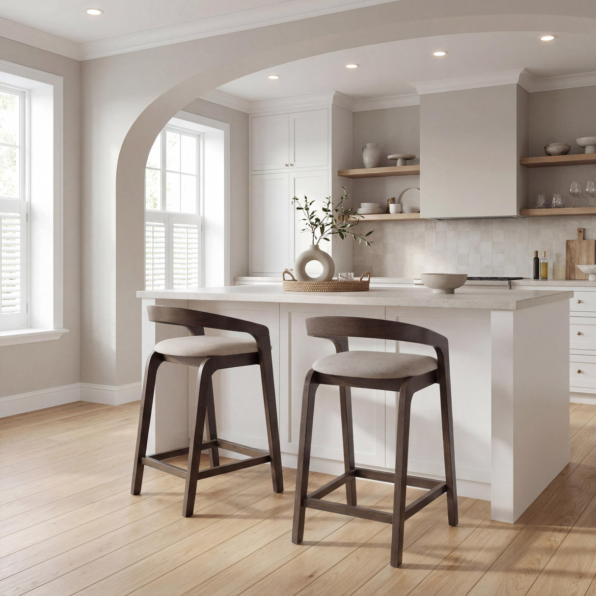 ZUO Troy Counter Stool (Set of 2) Dove Gray & Espresso