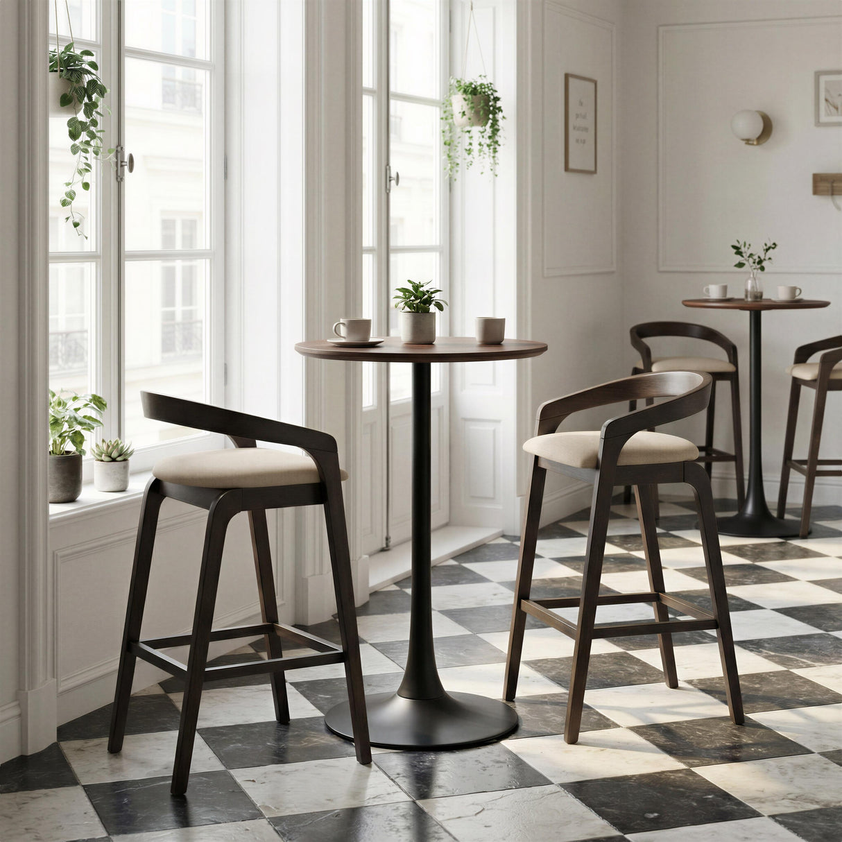 ZUO Troy Barstool (Set of 2) Dove Gray & Espresso