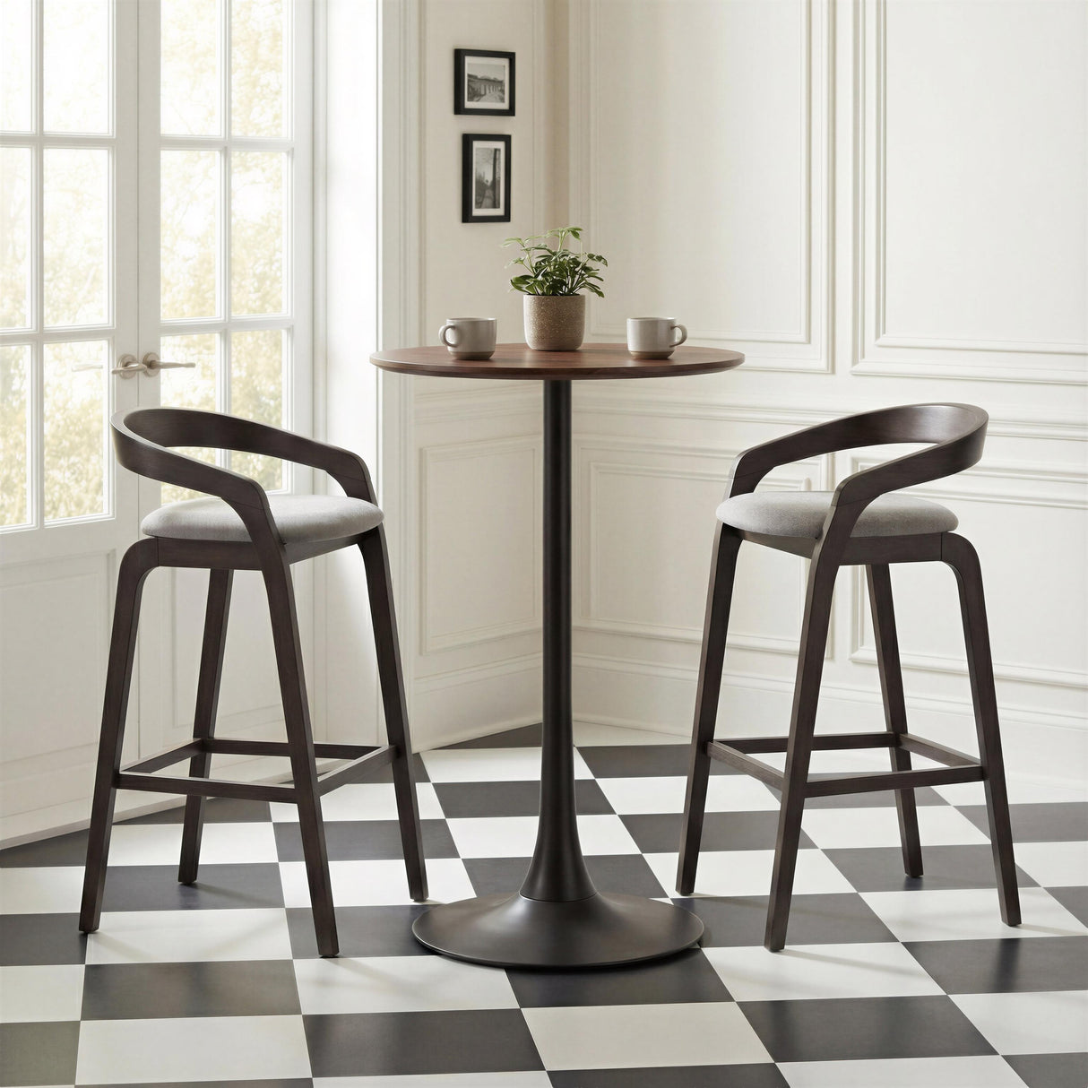ZUO Troy Barstool (Set of 2) Dove Gray & Espresso