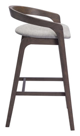 ZUO Troy Barstool (Set of 2) Dove Gray & Espresso