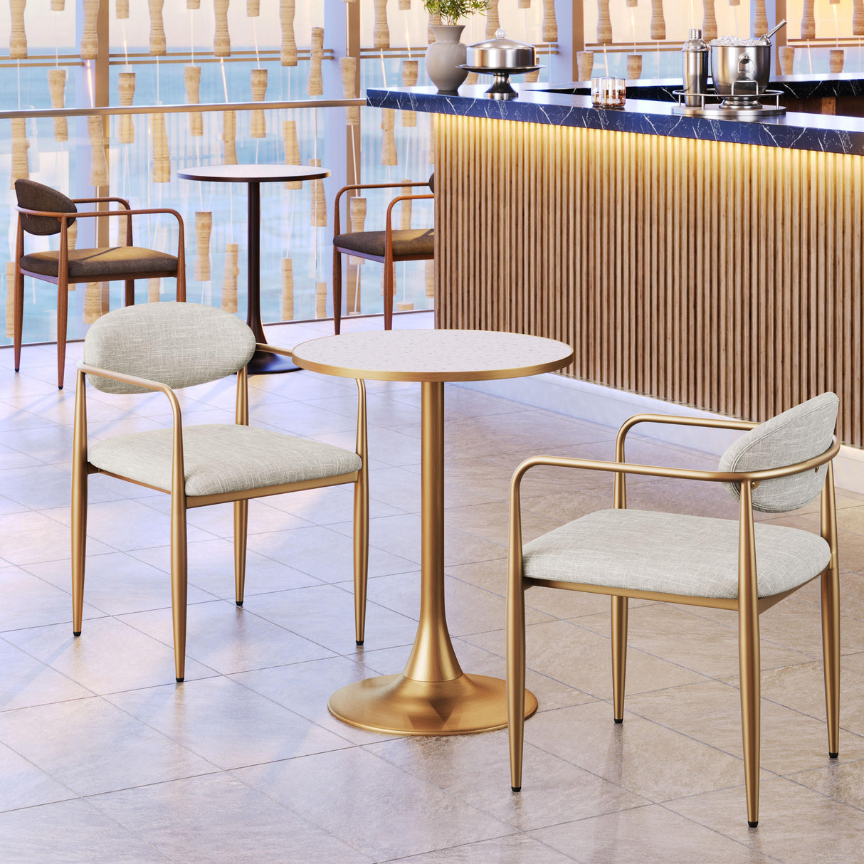 ZUO Bite Bistro Table Beige & Gold