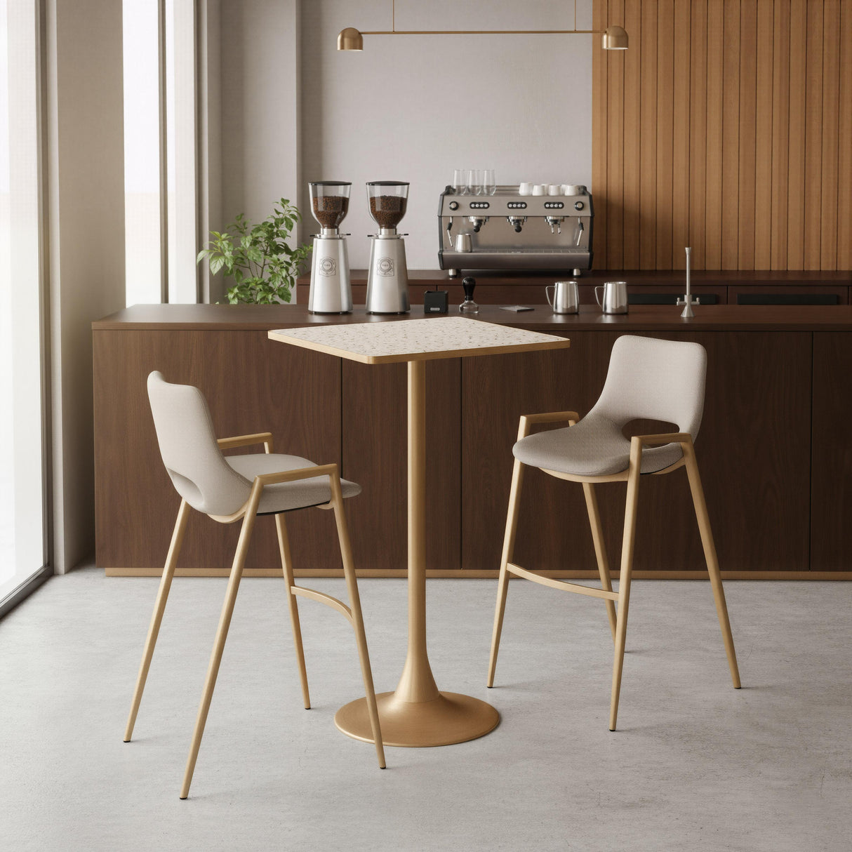 ZUO Spot Bar Table Beige & Gold
