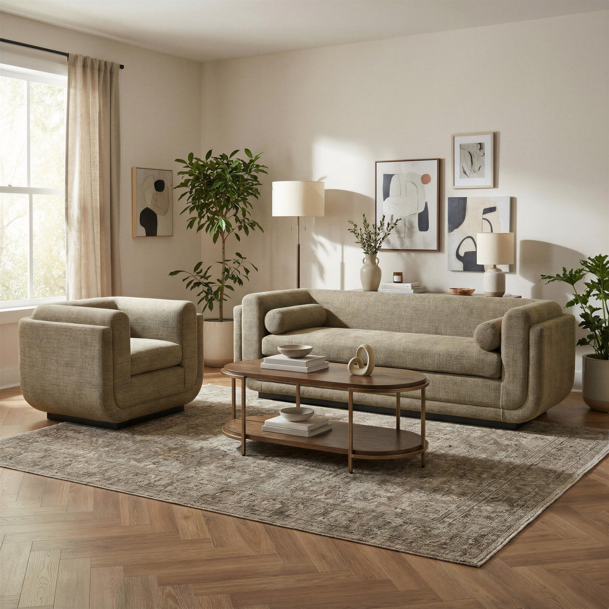 ZUO Sereneu Accent Chair Green Tweed