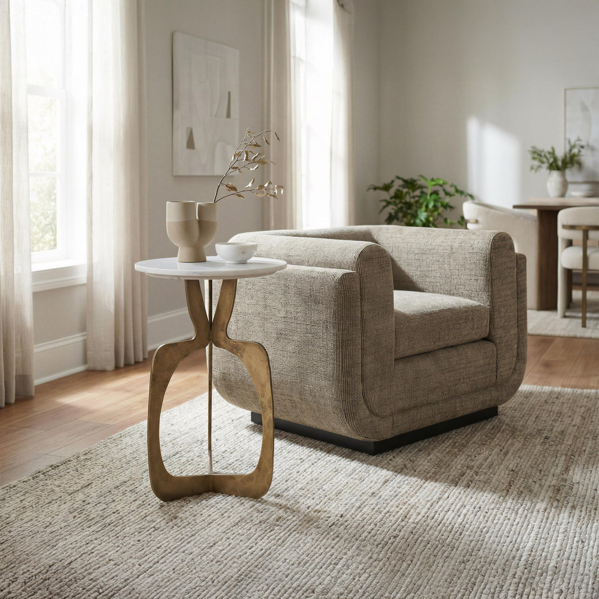 ZUO Sereneu Accent Chair Green Tweed