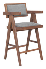 ZUO Delhi Counter Stool (Set of 2) Gray & Walnut