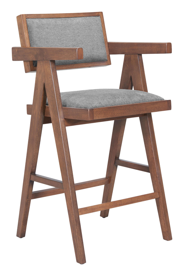 ZUO Delhi Counter Stool (Set of 2) Gray & Walnut