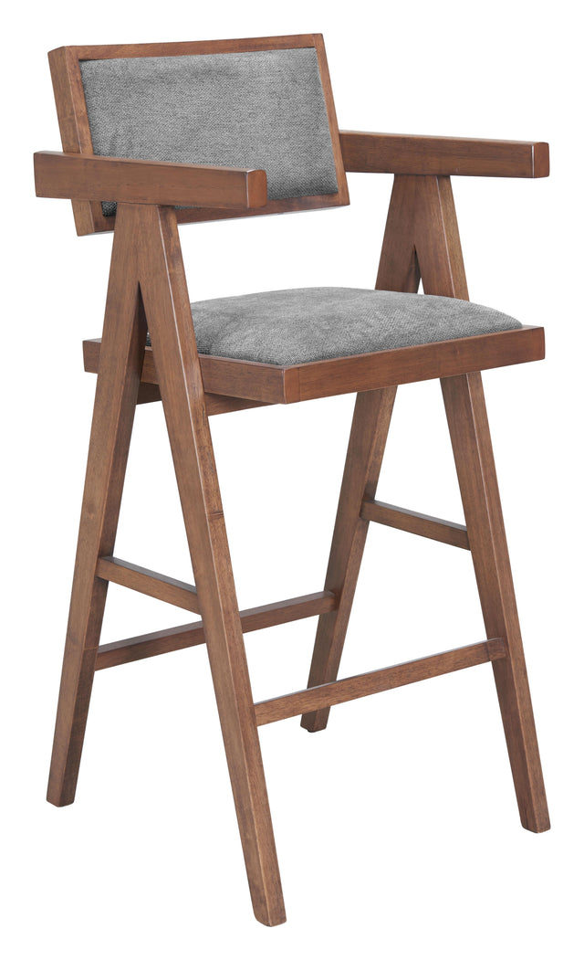 ZUO Delhi Barstool (Set of 2) Gray & Walnut