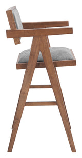 ZUO Delhi Barstool (Set of 2) Gray & Walnut