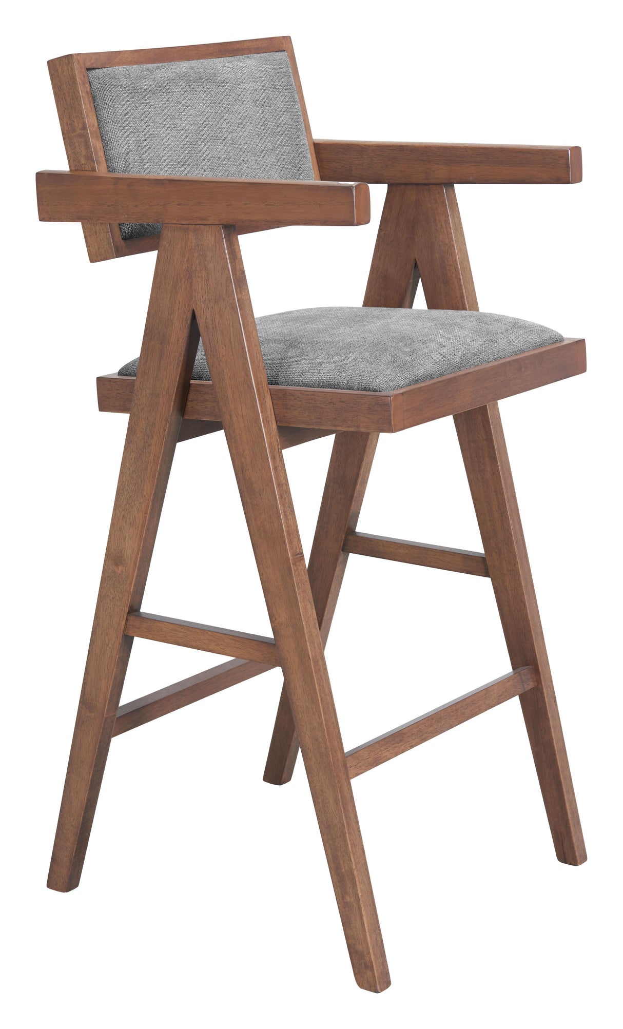 ZUO Delhi Barstool (Set of 2) Gray & Walnut