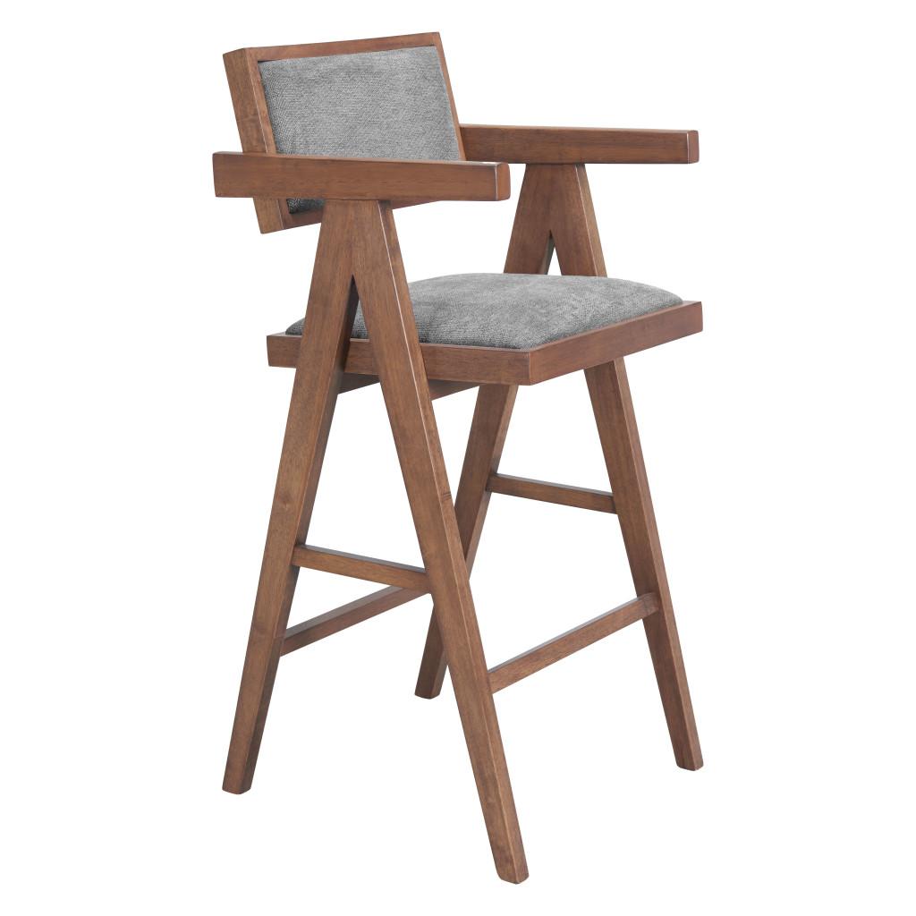 ZUO Delhi Barstool (Set of 2) Gray & Walnut
