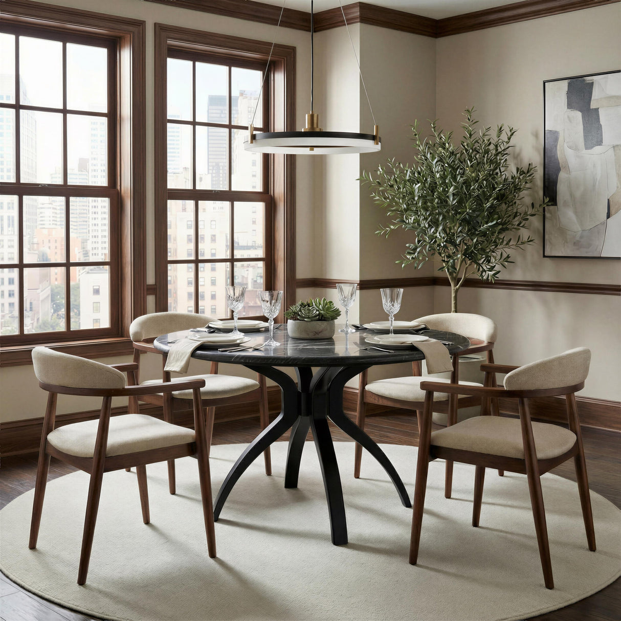 ZUO Goka Dining Chair Beige & Walnut