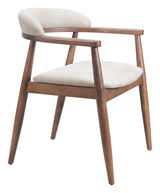 ZUO Goka Dining Chair Beige & Walnut