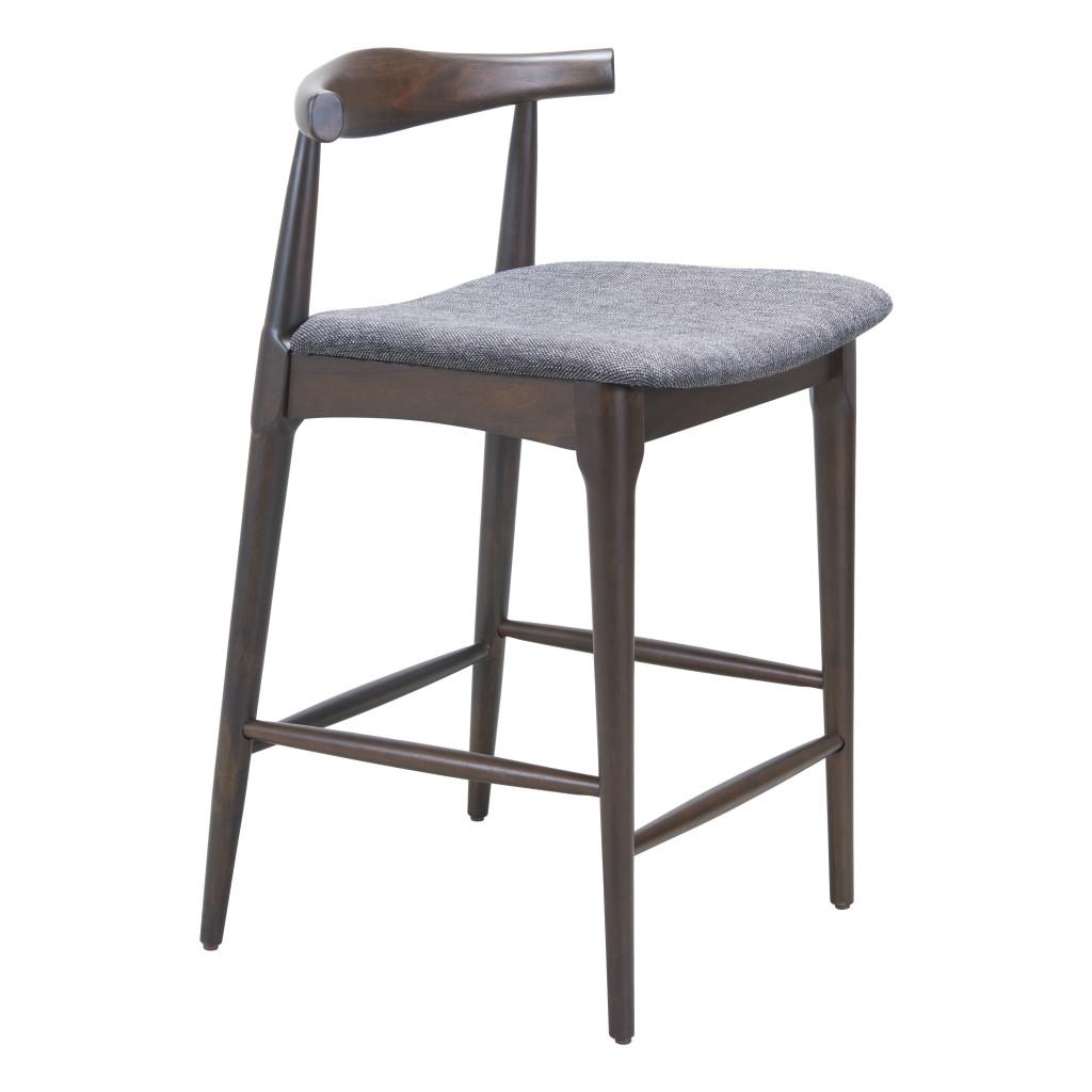 ZUO Tuzka Counter Stool (Set of 2) Gray & Espresso