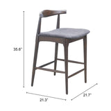 ZUO Tuzka Counter Stool (Set of 2) Gray & Espresso