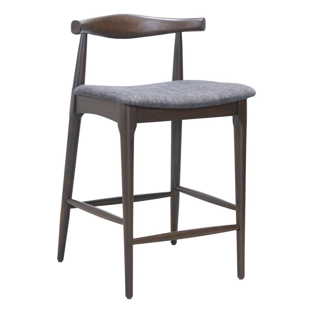ZUO Tuzka Counter Stool (Set of 2) Gray & Espresso