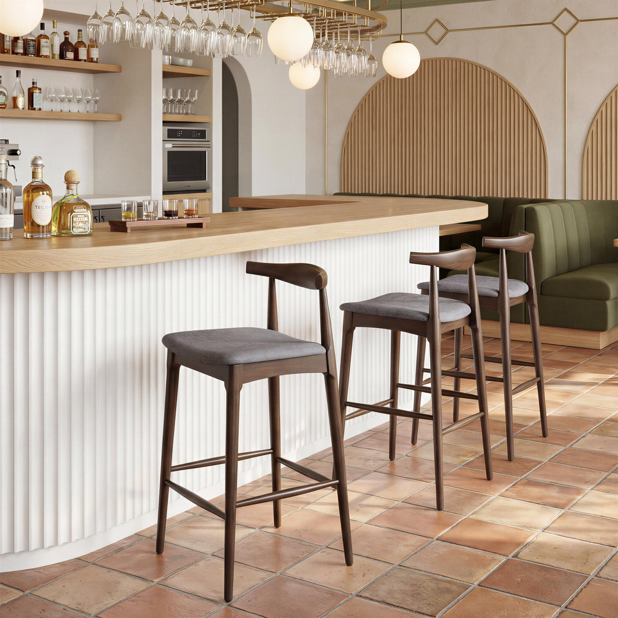 ZUO Tuzka Barstool (Set of 2) Gray & Espresso