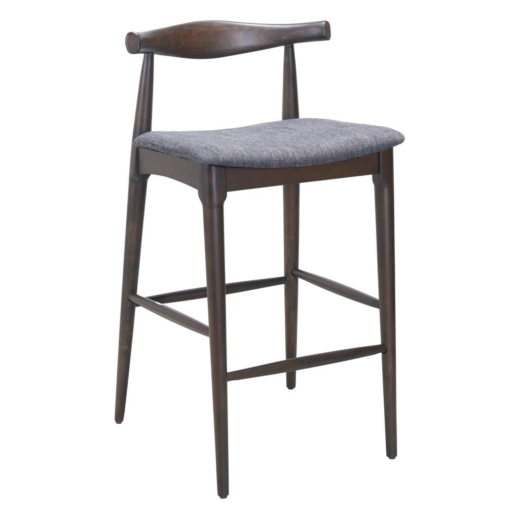 ZUO Tuzka Barstool (Set of 2) Gray & Espresso
