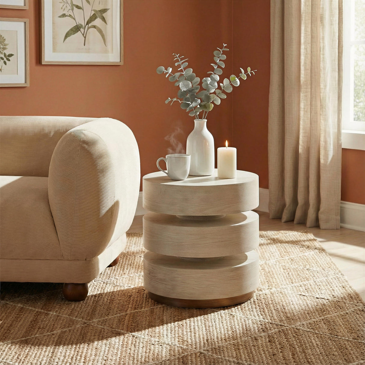 ZUO Laha Side Table Oak White