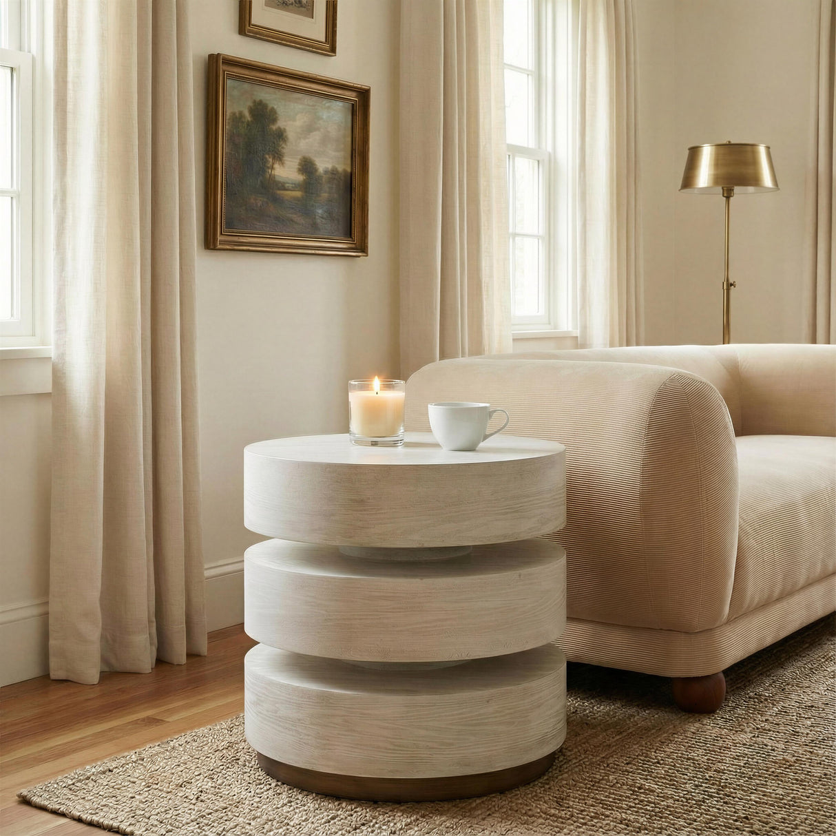 ZUO Laha Side Table Oak White
