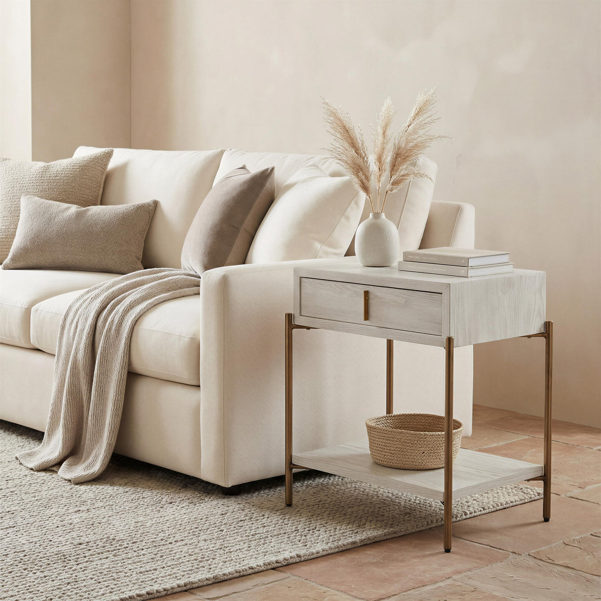 ZUO Yoru Side Table Oak White
