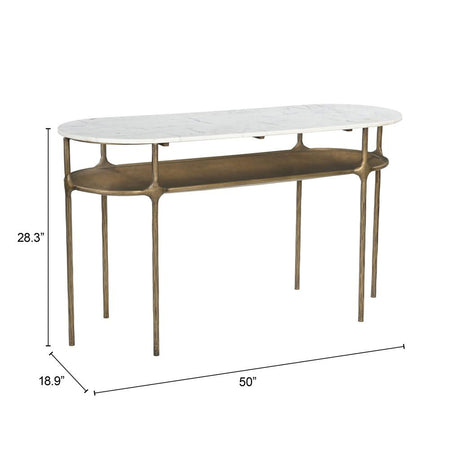 ZUO Bild Console Table White & Brass