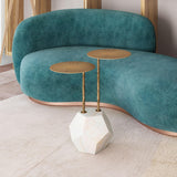 ZUO Anten Side Table Brass & White