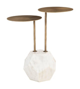 ZUO Anten Side Table Brass & White
