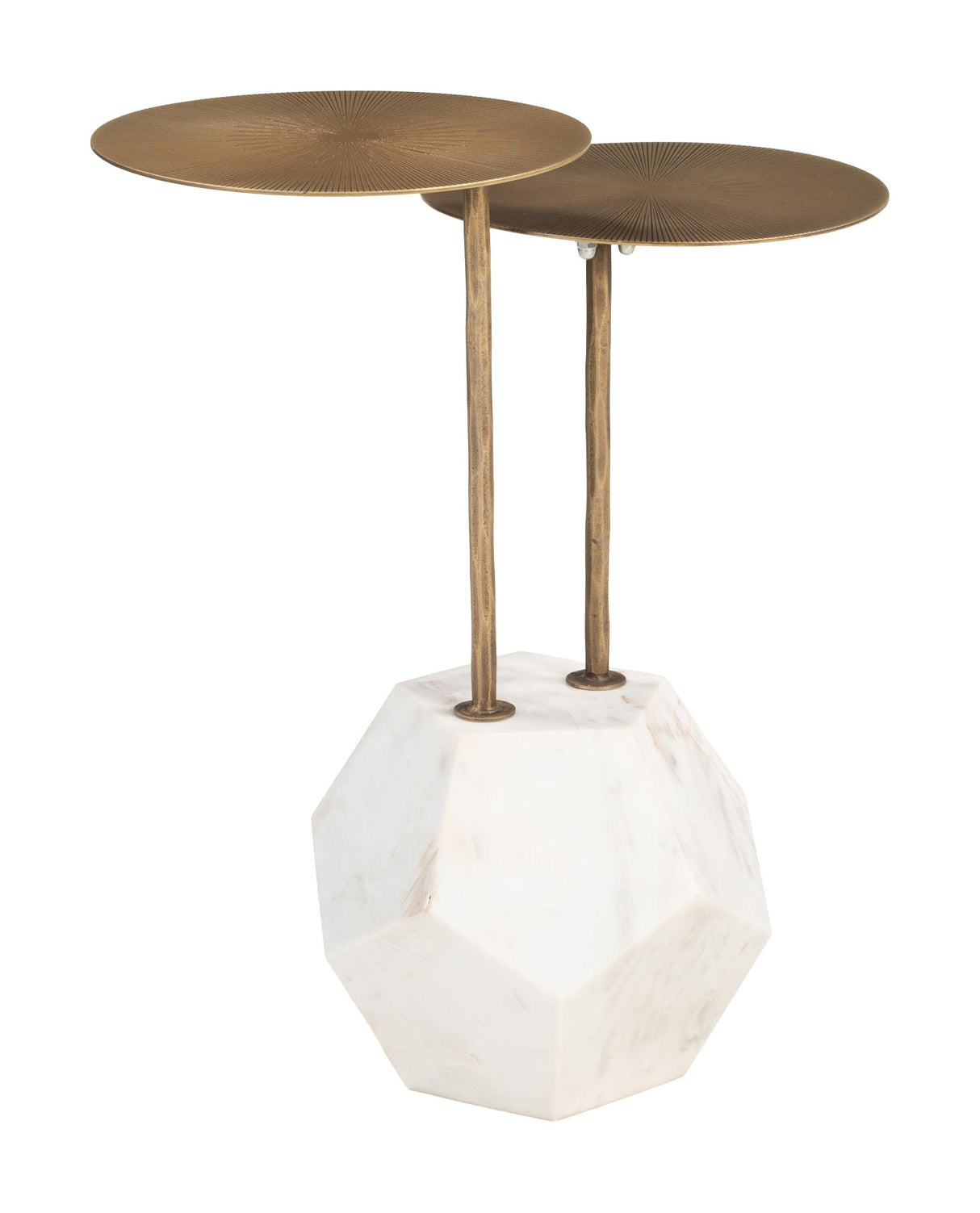 ZUO Anten Side Table Brass & White