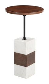 ZUO Stuk Side Table Brown & White