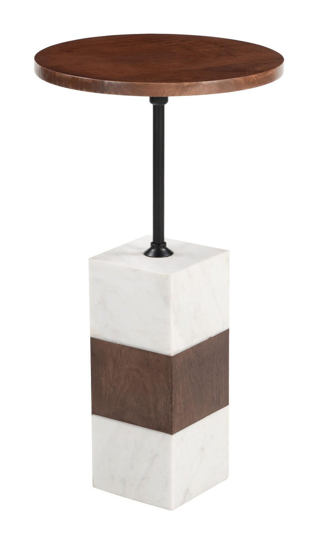 ZUO Stuk Side Table Brown & White