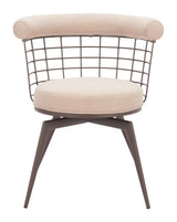 ZUO Saku Swivel Dining Chair Beige & Brown
