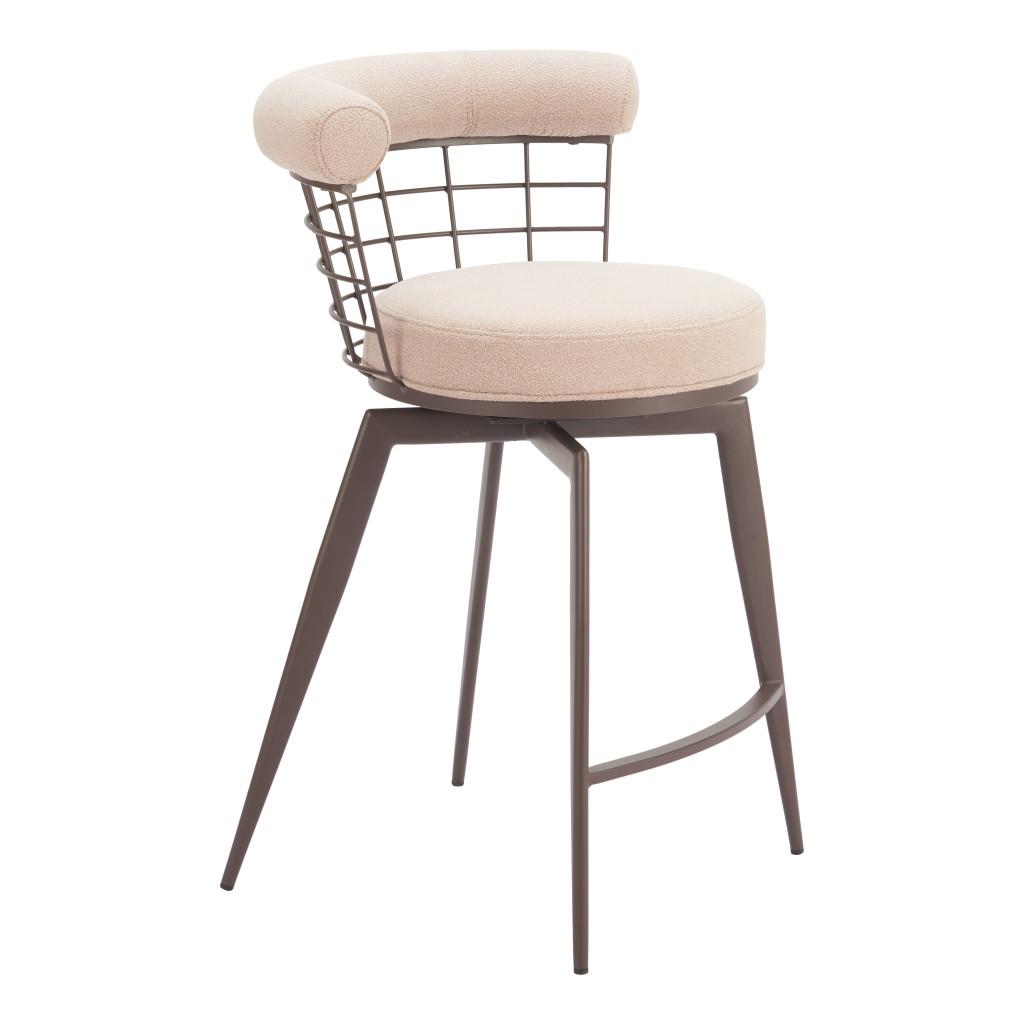 ZUO Saku Swivel Counter Stool Beige & Brown
