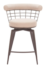 ZUO Saku Swivel Counter Stool Beige & Brown