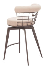 ZUO Saku Swivel Counter Stool Beige & Brown