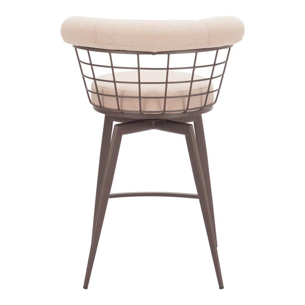 ZUO Saku Swivel Counter Stool Beige & Brown