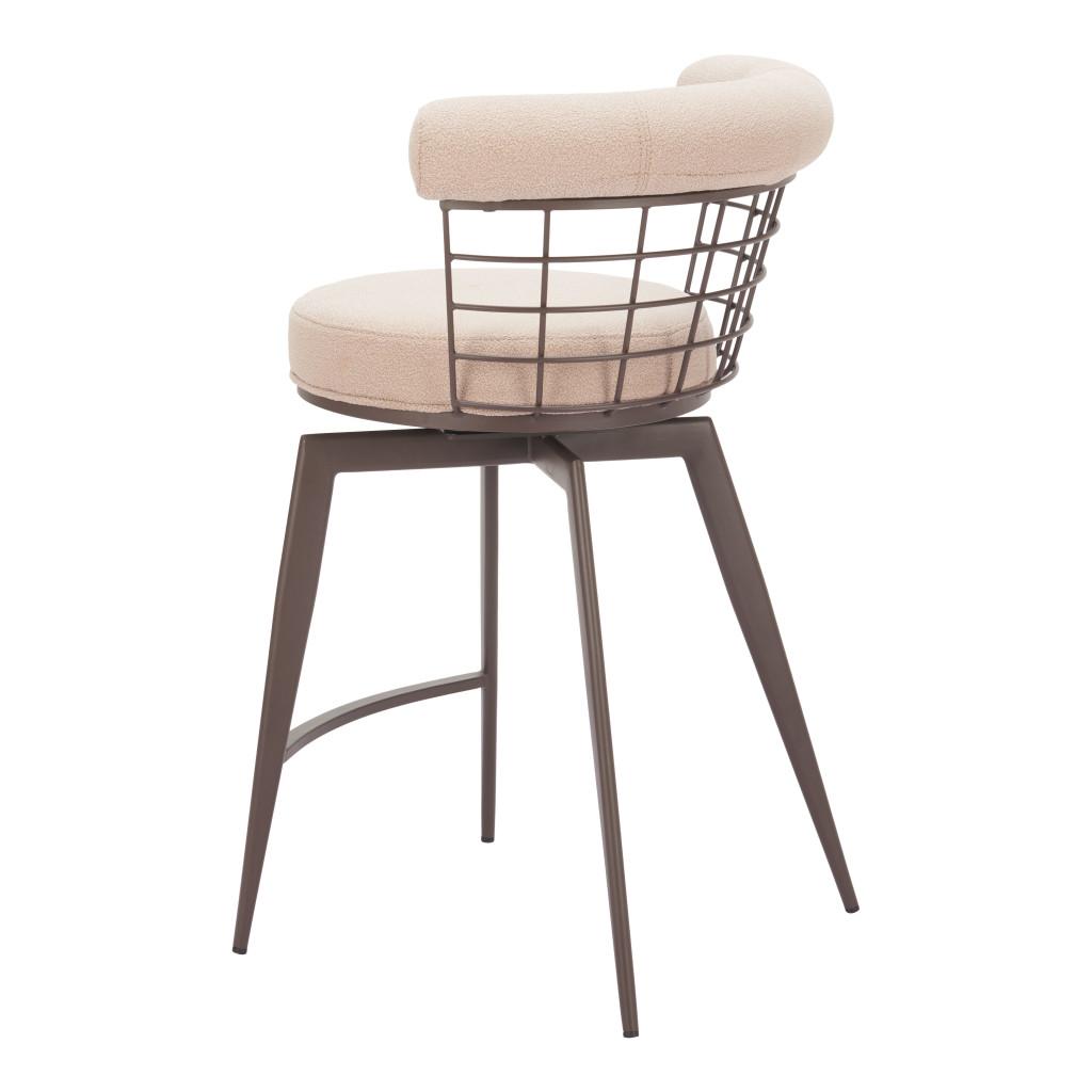 ZUO Saku Swivel Counter Stool Beige & Brown
