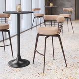 ZUO Saku Swivel Barstool Beige & Brown