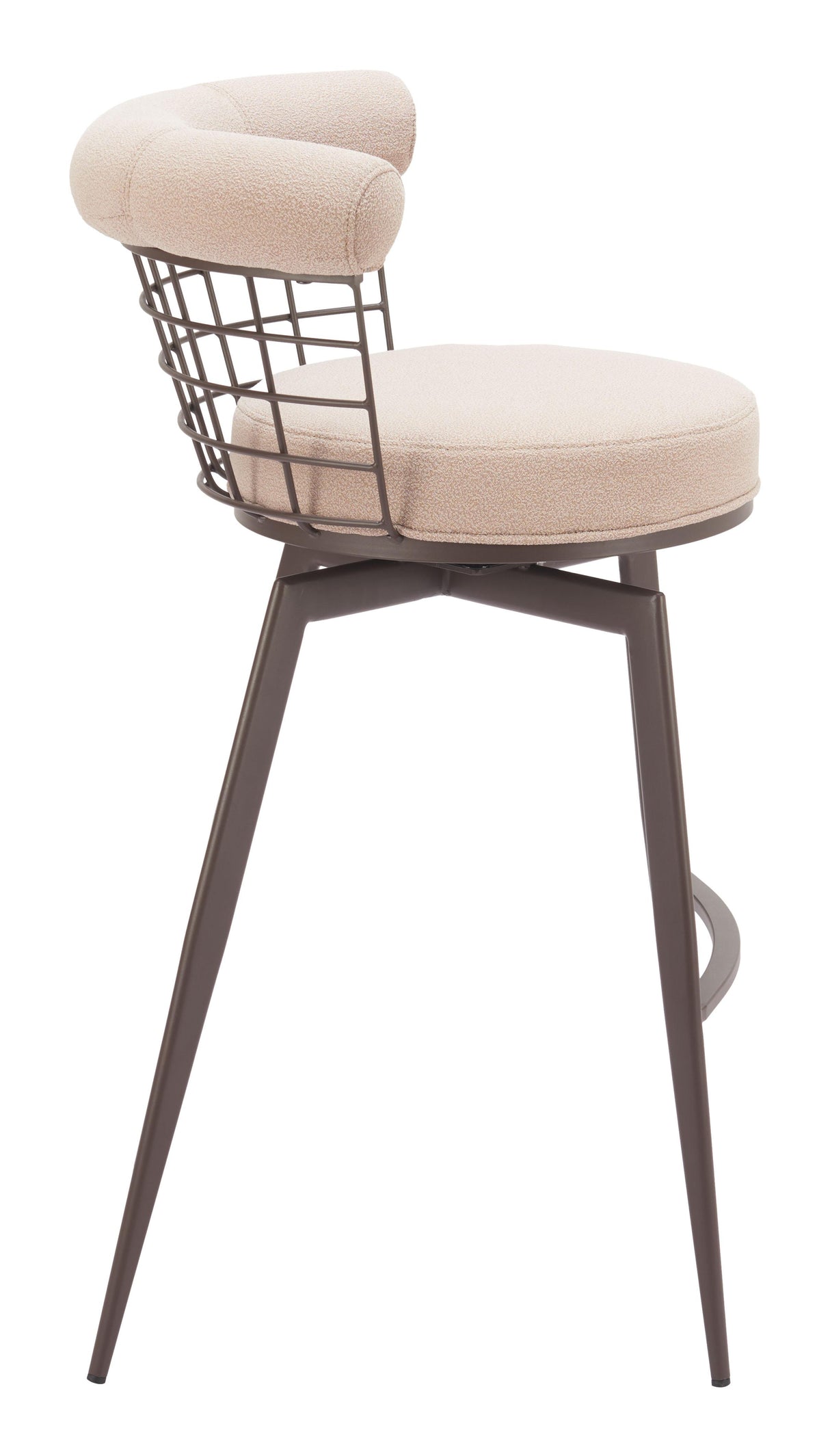 ZUO Saku Swivel Barstool Beige & Brown