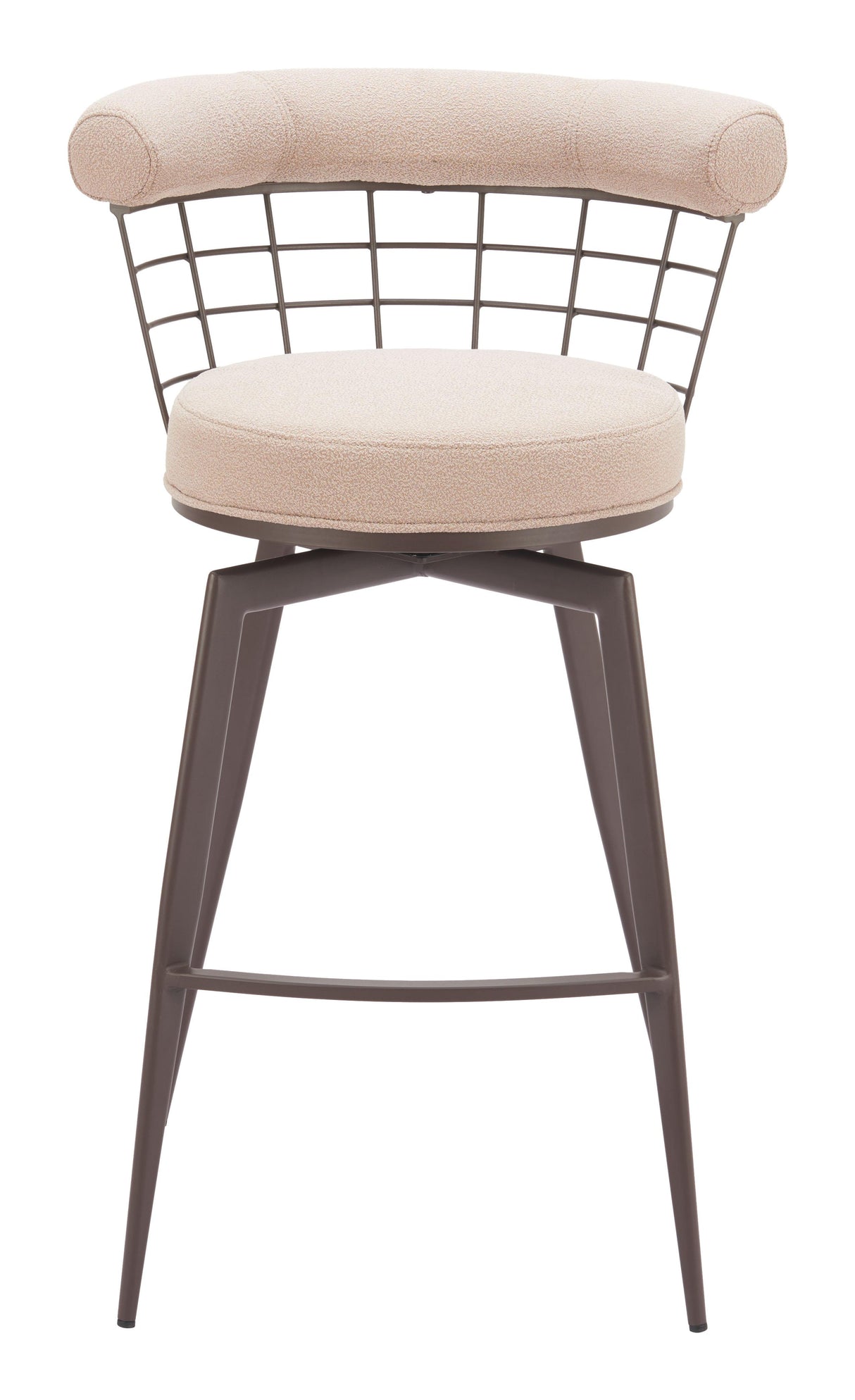 ZUO Saku Swivel Barstool Beige & Brown